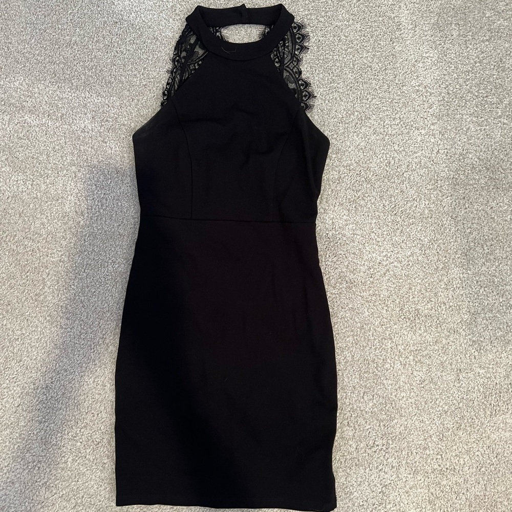 Lulu’s Womens Black Bodycon Halter Top Dress